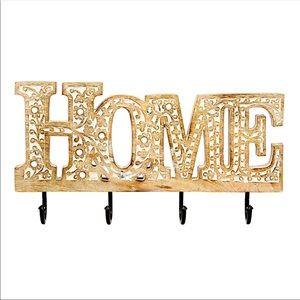 🆕 Home key hook sign - home decor, wooden rustic, brand new